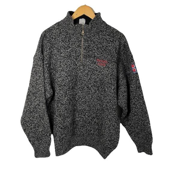 Vintage ASA GJESTAL DESIGN SPINNERI Norway Nordic Wool Sweater 1/4 Zip Mock XL - Picture 1 of 13